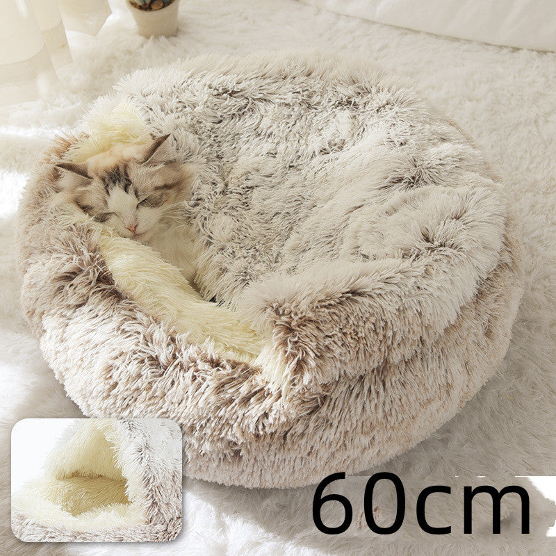 2 In 1 Pet Winter Round Plush Bed - The Best Companions