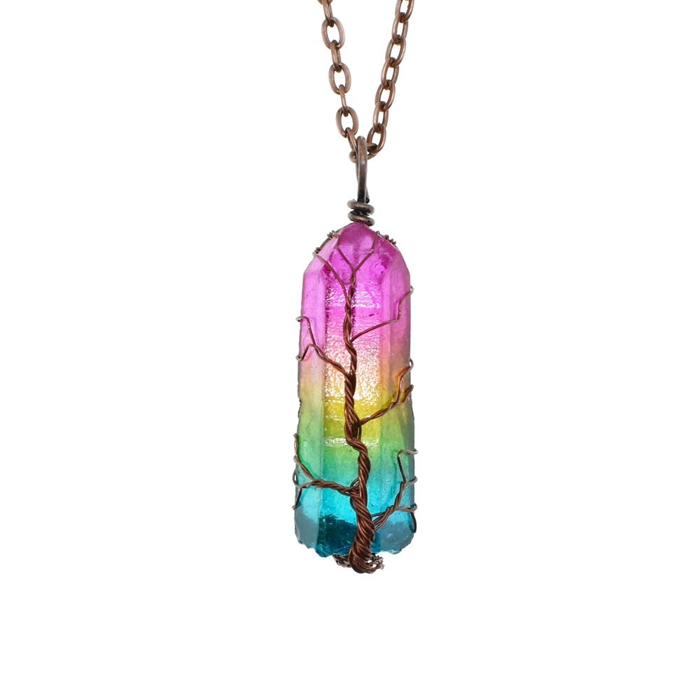 Stone Crystal Pillar Tree Of Life Pendant - The Best Companions