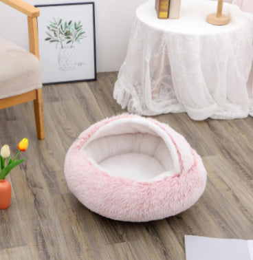 2 In 1 Pet Winter Round Plush Bed - The Best Companions