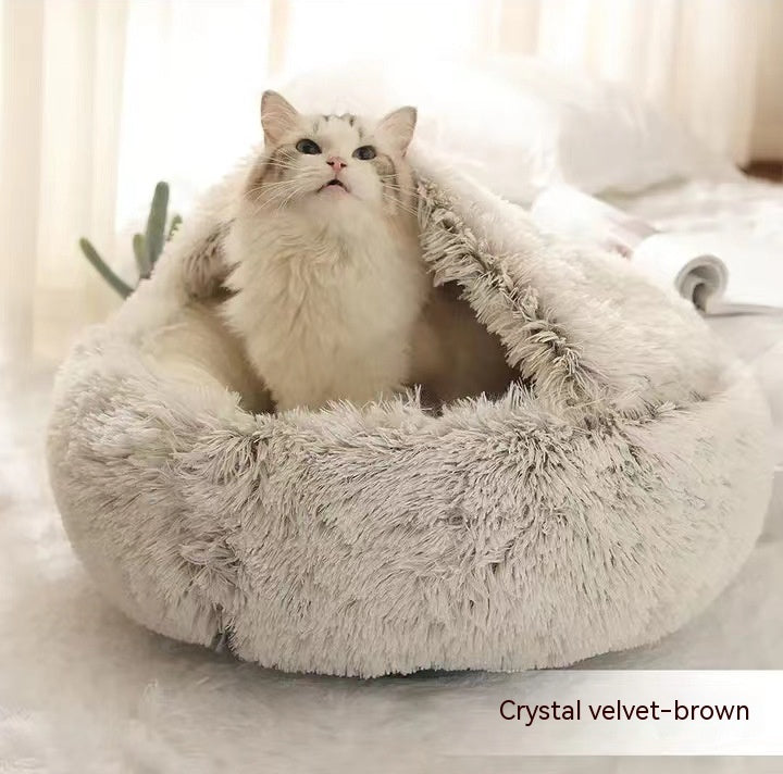 2 In 1 Pet Winter Round Plush Bed - The Best Companions