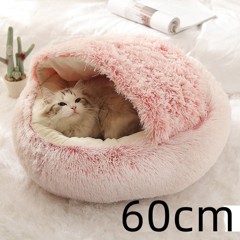 2 In 1 Pet Winter Round Plush Bed - The Best Companions