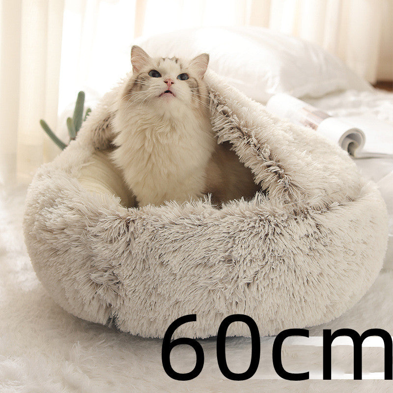 2 In 1 Pet Winter Round Plush Bed - The Best Companions